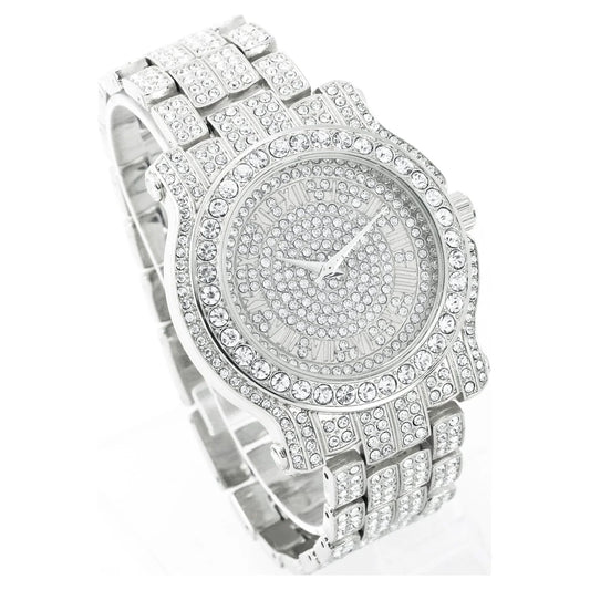 Iced Diamond Watch w/Roman Dial - Old Money Essentials