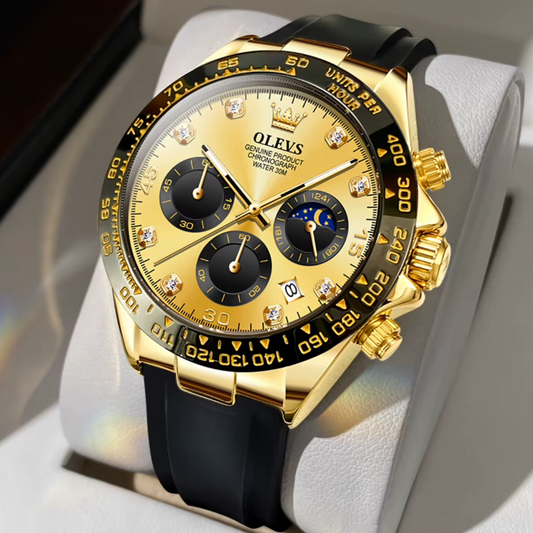 Luminous Gold and Quartz Luxury Watch - Iced Out Line