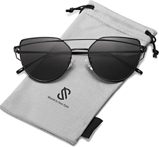 Cat Eye Sunglasses for Women Fashion Designer Style Mirrored Lenses