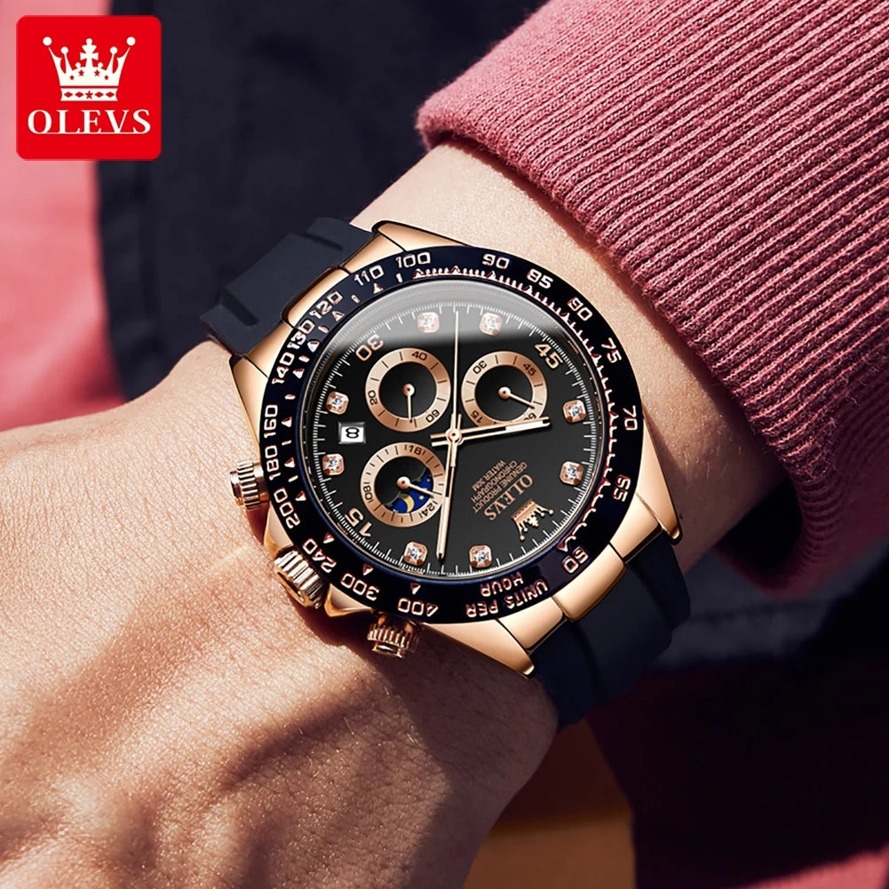 Men's Lunar Quartz & Diamond Watch - Old Money Essentials