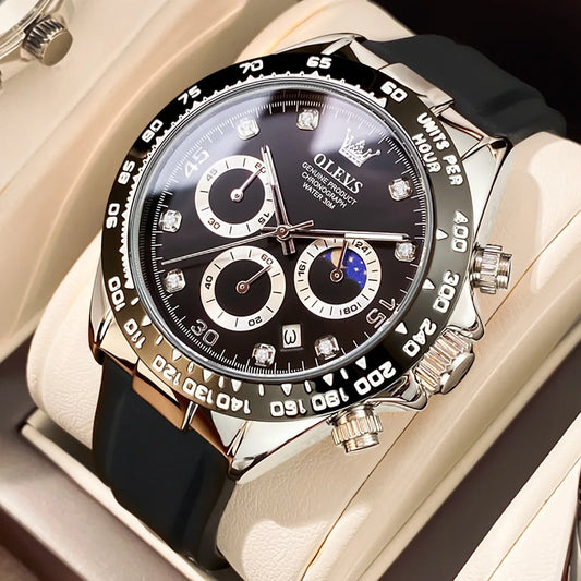 Men's Lunar Quartz & Diamond Watch - Old Money Essentials