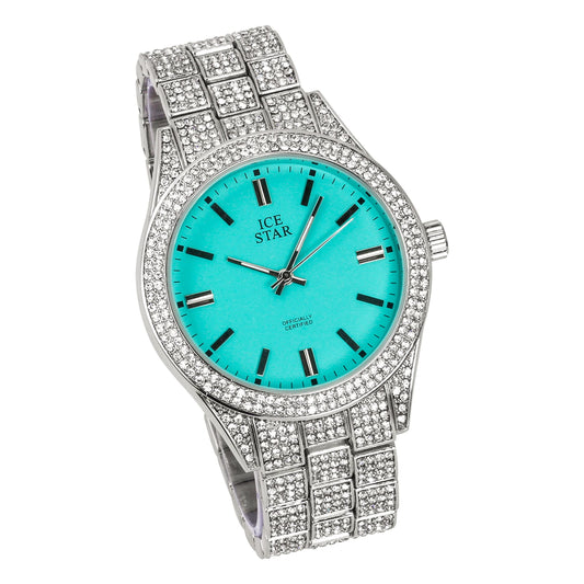 Luxury Men's 43mm Diamond Watch with Sparkling Crystals - Iced Out Line